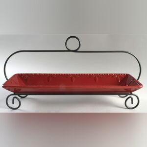 Signature Sorrento Red‎ Ceramic Serving Tray with Metal Stand